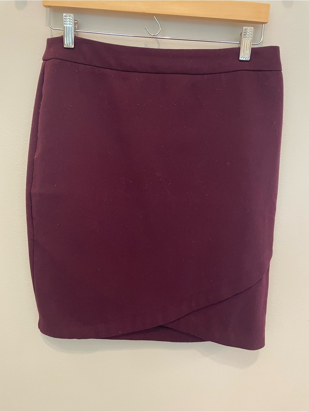 Donna Ricco Plum Pencil Skirt with Crossover Hem